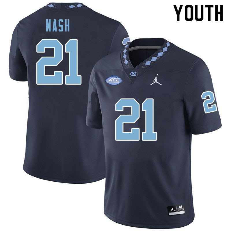 Youth #21 Dontavius Nash North Carolina Tar Heels College Football Jerseys Sale-Navy